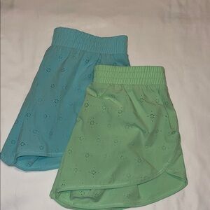 Yogalicious Teal and Mint Eyelet Shorts